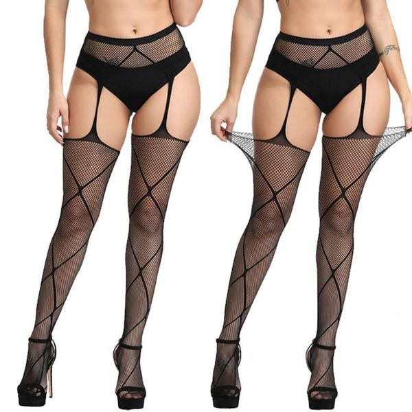 women's thigh high solid stockings fishnet nylon long socks belt suspender over knee socks lingerie f021, Black;white